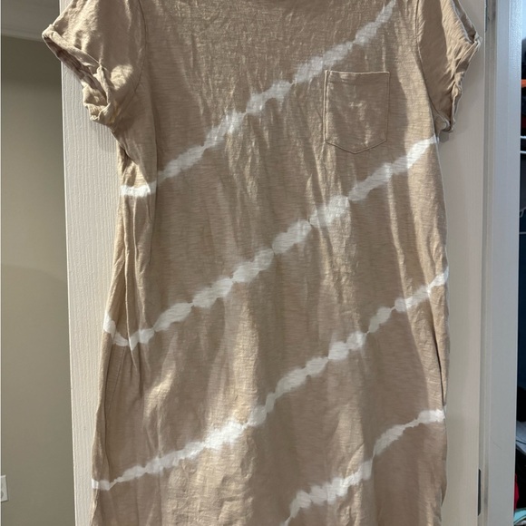 Tan and White Tie-Dye T-Shirt Dress - Picture 1 of 4